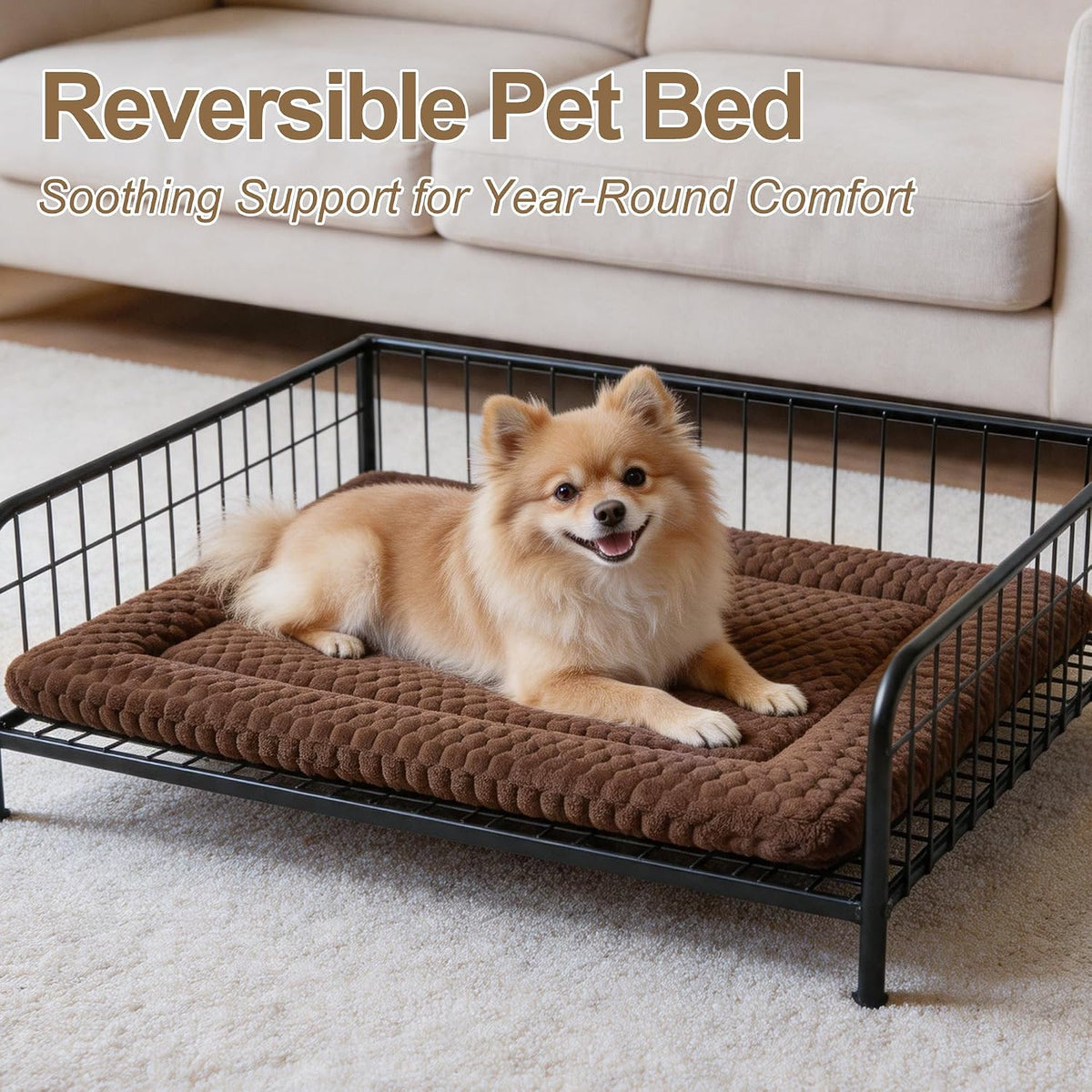 Dog Bed Mat, Soft Dog Beds - Portable Crate Pad for Dogs & Cats