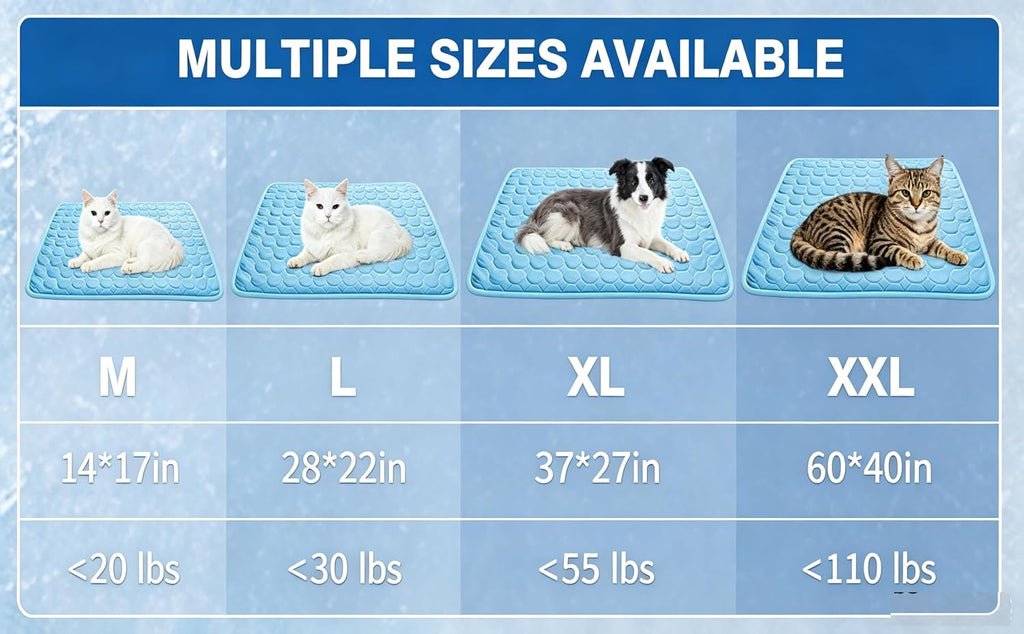 Self Cooling Pet Mat 37x27in for Dogs & Cats, Washable Cooling Pad