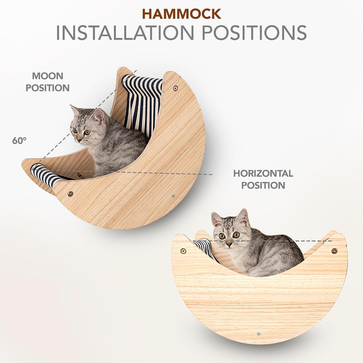 3-Pack Cat Wall Set – Hexagon House, Hammock & Steps + Spare Hammock Fabric