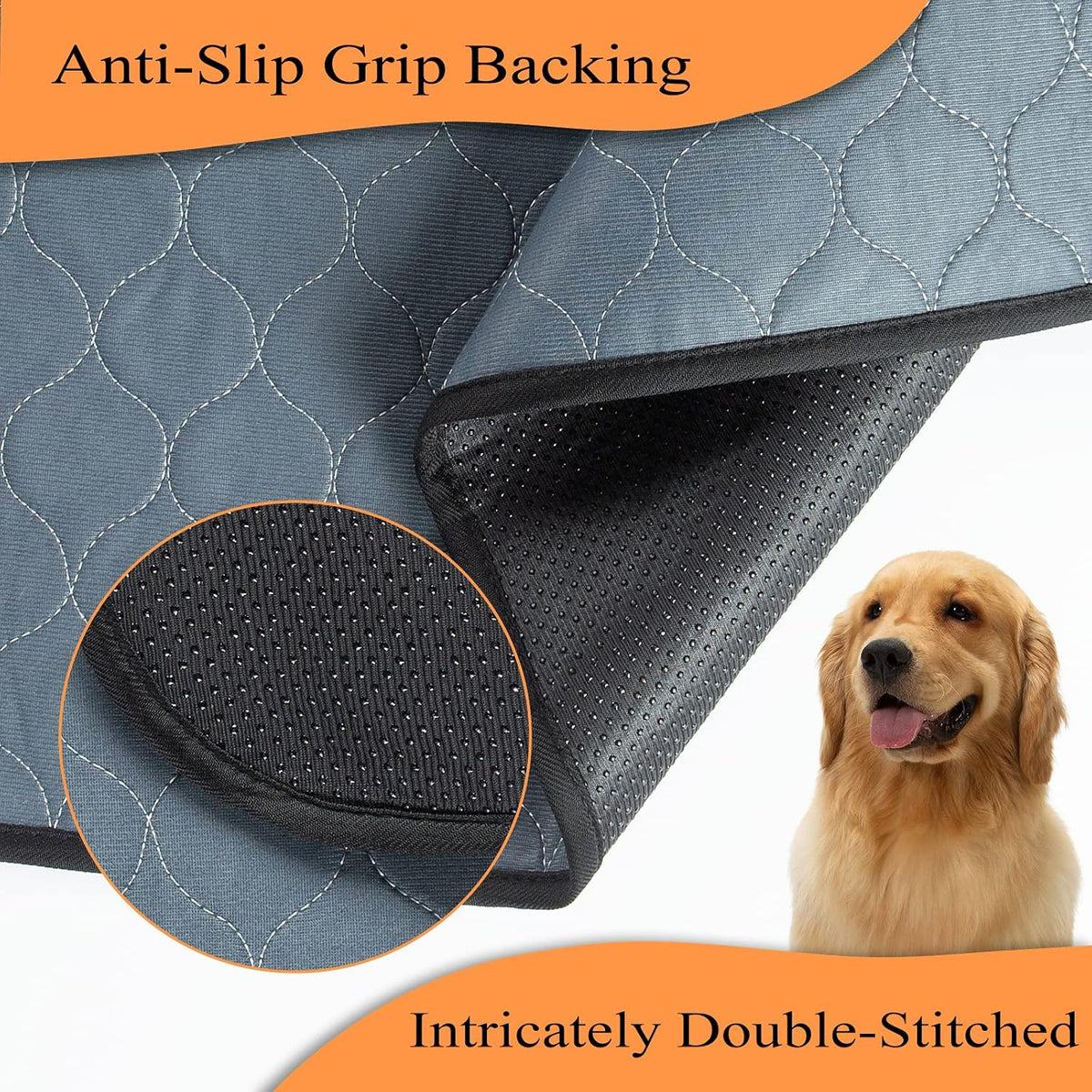 Bunlitent Washable Pee Pads for Dogs, 36"x48", 5 Pack, Reusable Puppy Pads | Reusable, Quick Dry, Anti-Slip, Large, Waterproof, Whelping Pad for Pet, Playpen, Incontinence, Housebreaking, Training, Grey