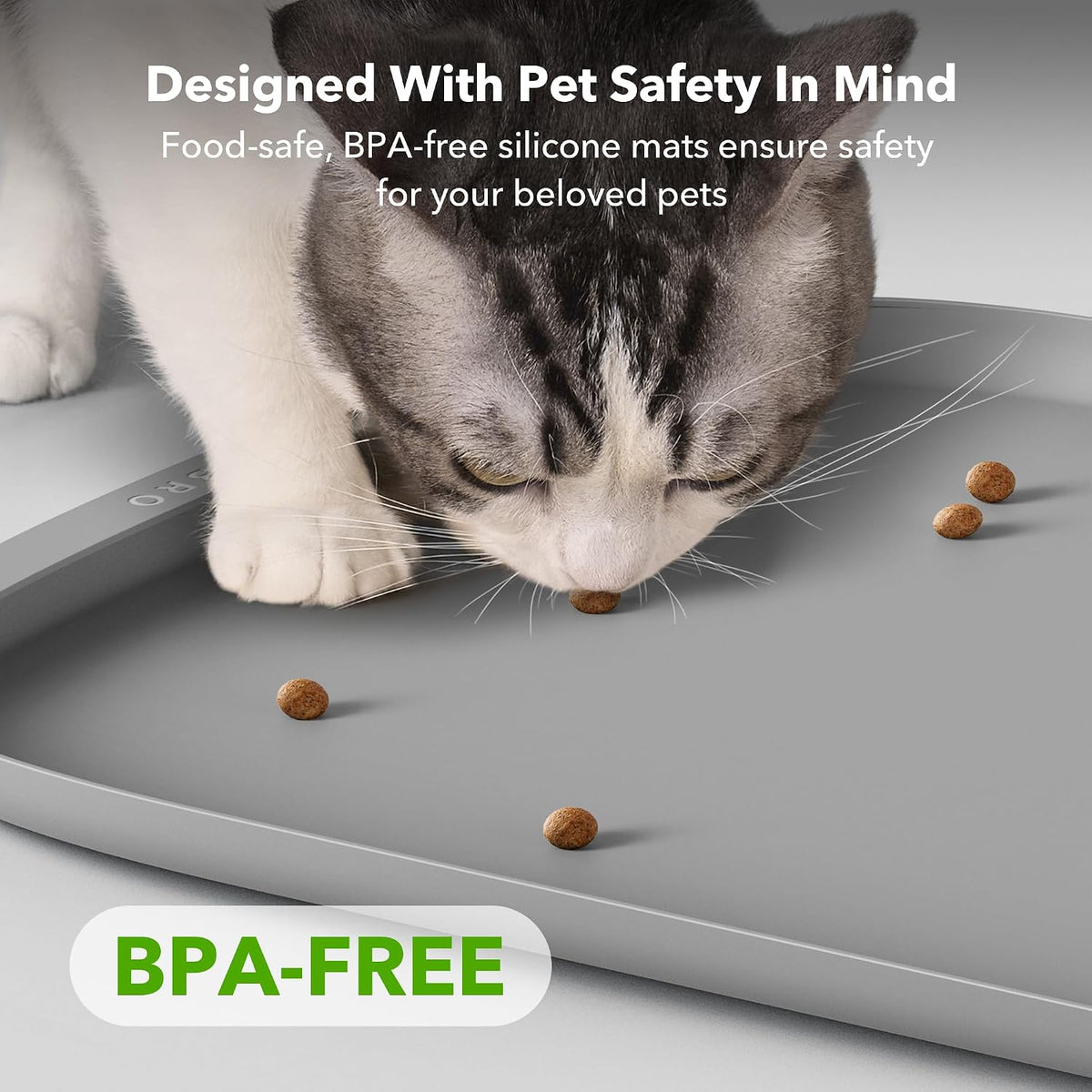 PETLIBRO Dog Food Mat, Safety Silicone Cat Food Mat for Feeder & Fountain, Waterproof Dog Bowl Mat, Raised Edge Spill Protection Floor, Cove Feeding Mat for AF005, AF103 Single Tray, AF203 Single Tray