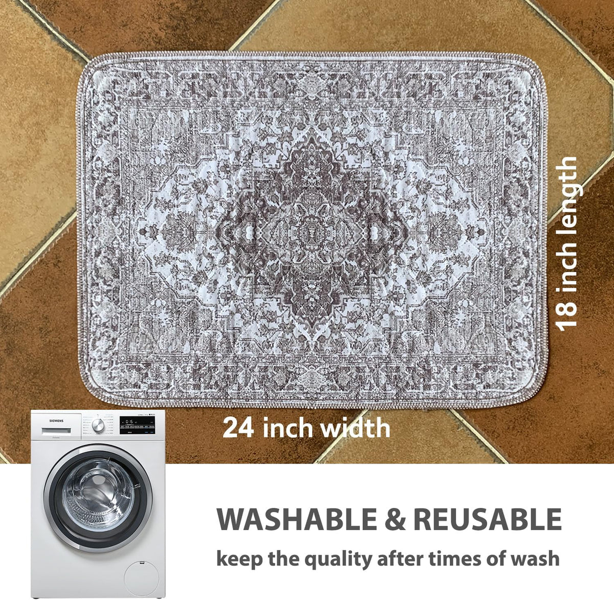 nunubaby 4PACK Washable Pee Pads for Dogs, Stylish, Non-Slip and Leak-Proof Pee Pads. Reusable Potty Pads for Dogs for Crates and Floors.(Brown/Geo,18" x24" )