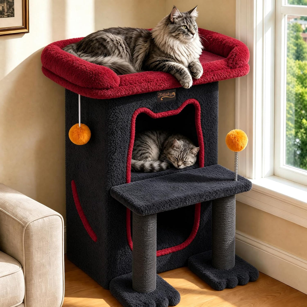 Small Cat Tree Tower Scratching Post for Indoor Cats Large Adult