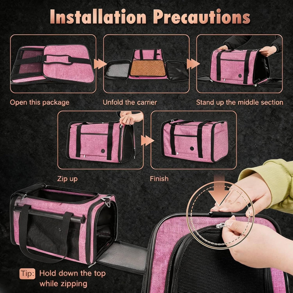 YUDODO 25lbs Cat Carrier Lightproof Soft Sided Pet Carrier for Large Cat