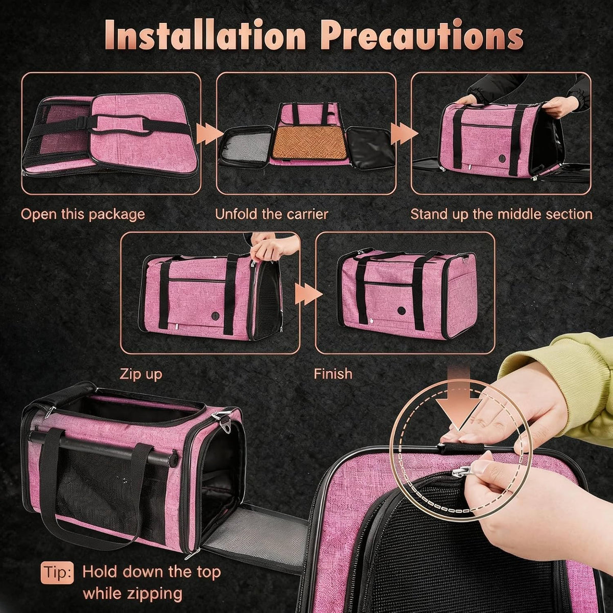 YUDODO 25lbs Cat Carrier Lightproof Soft Sided Pet Carrier for Large Cat