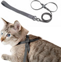 Cat Harness and Leash 2-in-1, Escape Proof Anti-Choking Harness Adjustable Lightweight Leash One-Piece Non-Detachable for Kitten Cats Outoor Walking Training, US IDA Bronze Award (Gray)