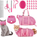 9 Pcs Cat Bathing Bag Anti Scratch Cat Grooming Bag,Pink