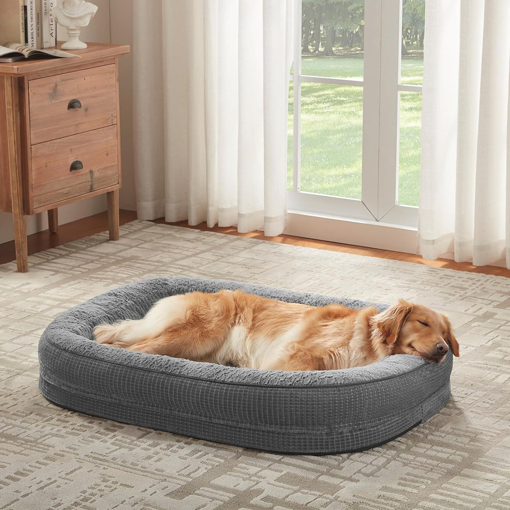 JOEJOY XL Orthopedic Dog Bed for Large Dogs, 360° Oval Bolster, 45"