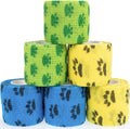 Self Adhesive Bandage Wrap Animal Cohesive Bandage Self Adherent Wrap First Aid Tape for Dogs Cats Horses Birds & Wrist Healing Ankle Sprain (2 Inch YeGrBl Set 6 Rolls)