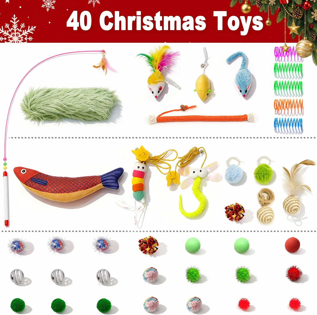41 Pcs Christmas Cat Toys for Indoor Cats, Christmas Cat Gifts