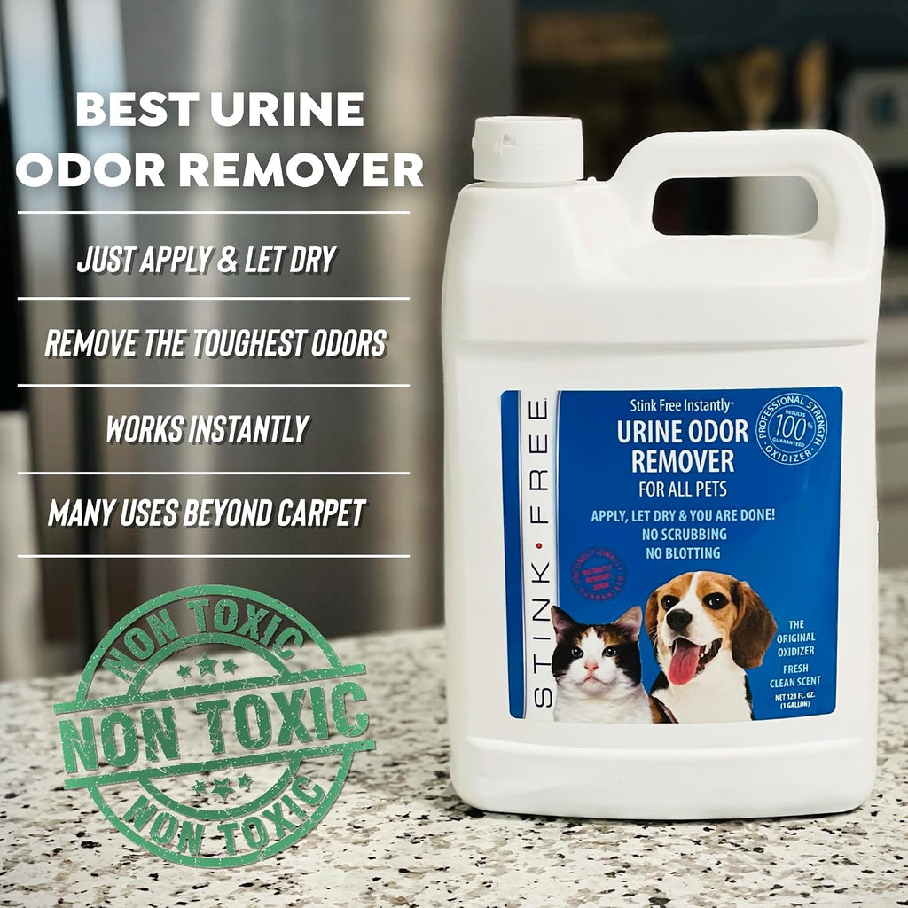 Instantly Urine Odor Remover for Pets - Eliminator for Cat & Dog Pee, Best Oxidizer Based Urine Cleaner for Carpets, House, Rugs, Mattress, etc. 2-128 Oz (2 Gallons)