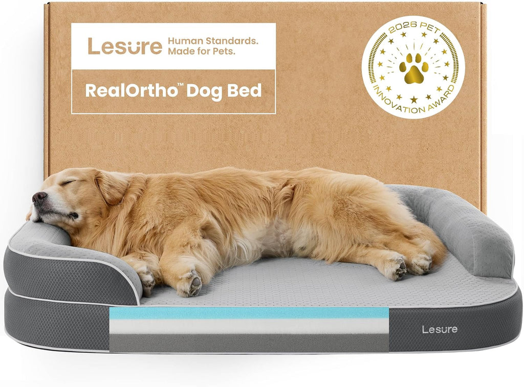 LE SURE RealOrtho™ XL Plus 3-Layer Orthopedic Extra Large Dog Bed,48" Grey