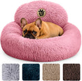 PetJett Calming Dog Bed for Small Dogs – 23" Donut Dog Beds, Anti-Slip & Washable Fluffy Plush Faux Fur Pet Bed, Anti-Anxiety Premium Comfort Round Puppy Bed, Fits Dogs up to 25 lbs – Pink