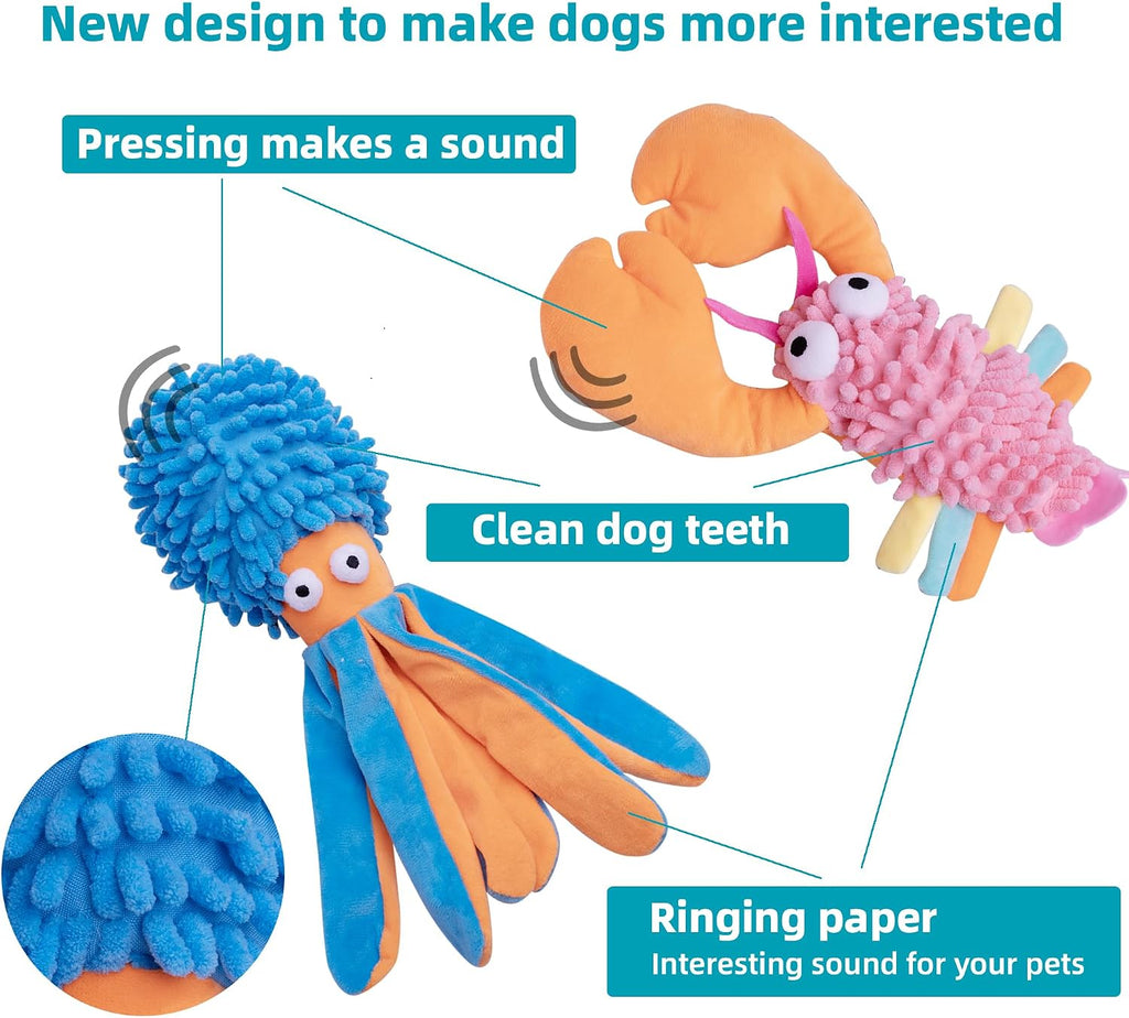 Puppy Squeaky Dog Toys, 5Pack Octopus Dog Toys for Small to Large Breeds