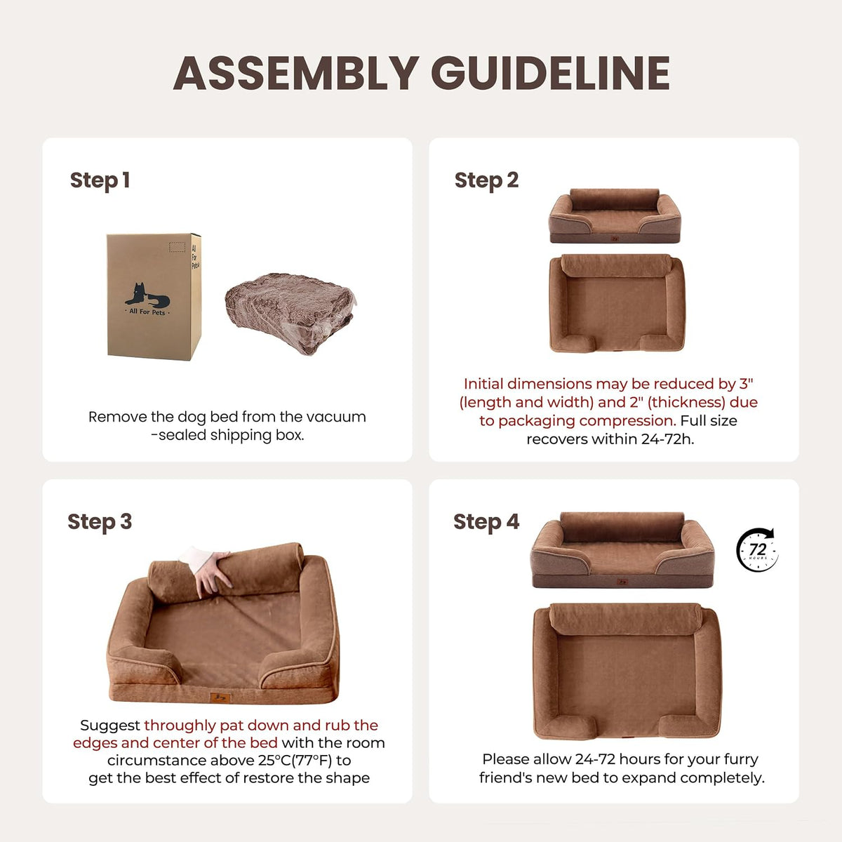 Large Orthopedic Dog Bed for Medium Dogs Removable Washable, Brown