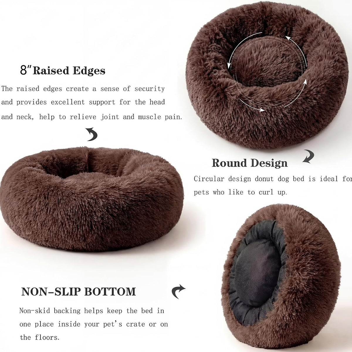 nononfish Comfortable Dog Bed for Small Dogs,Cozy Plush Pet Bed
