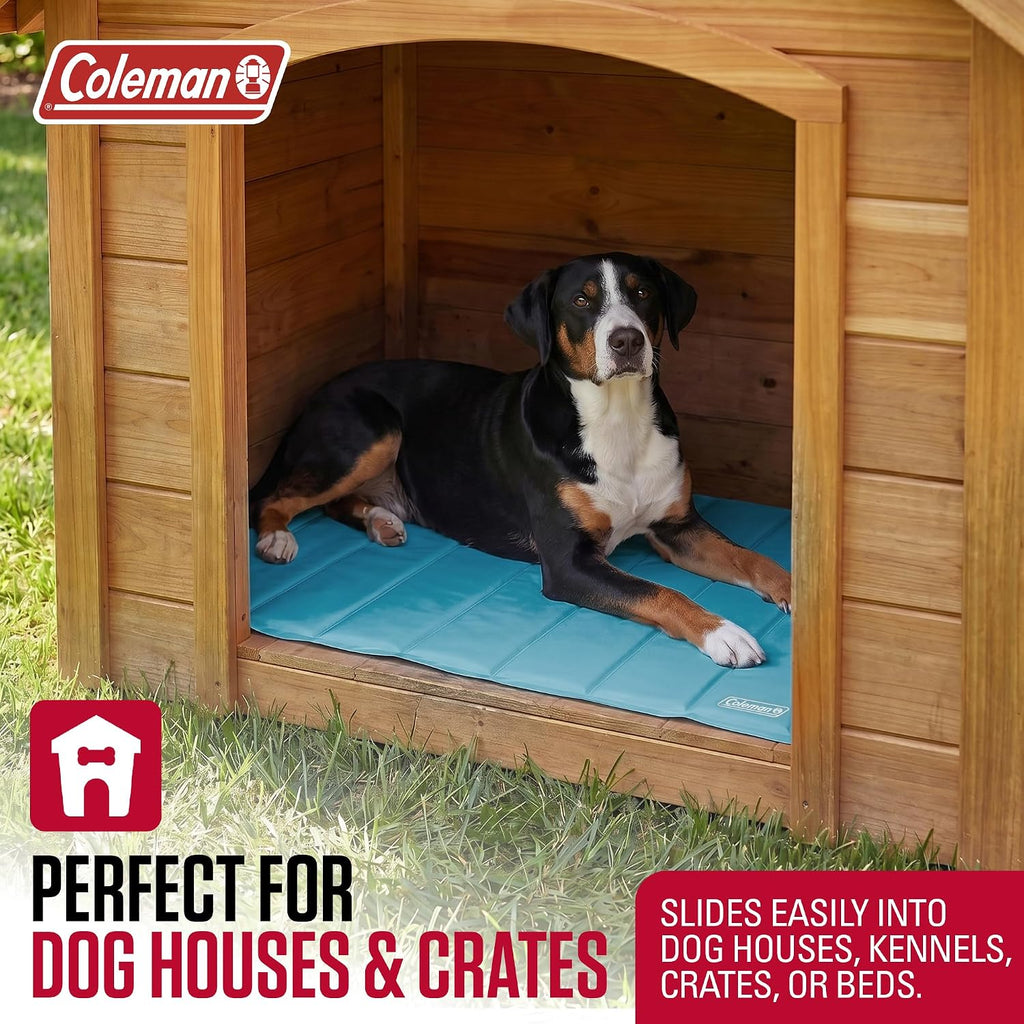 Coleman Self Cooling Pet Mat 24 x 30 Inches, Cooling Pad for Dogs & Cats, Pressure Activated Gel Mat, No Refrigeration Needed, Dog Cooling Bed for Crate, Kennel, Floor & Travel (Blue, 24x30)