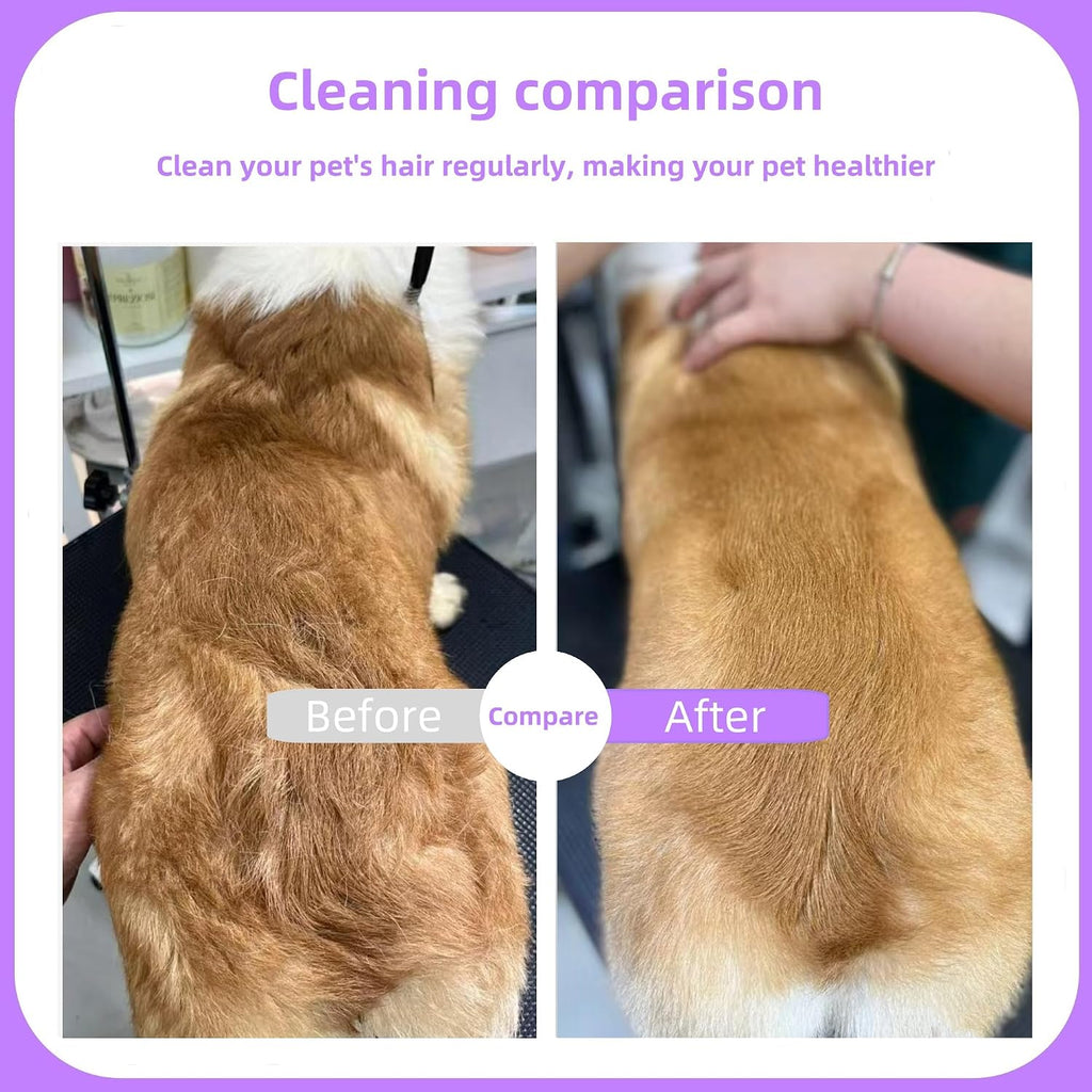 Pet Comb for Dogs & Cats with Long & Short Stainless Steel Metal Teeth For Shedding and Tangles, Non-Slip & Anti-Static Rubber Handle, Safe & Gentle Pet Grooming Comb