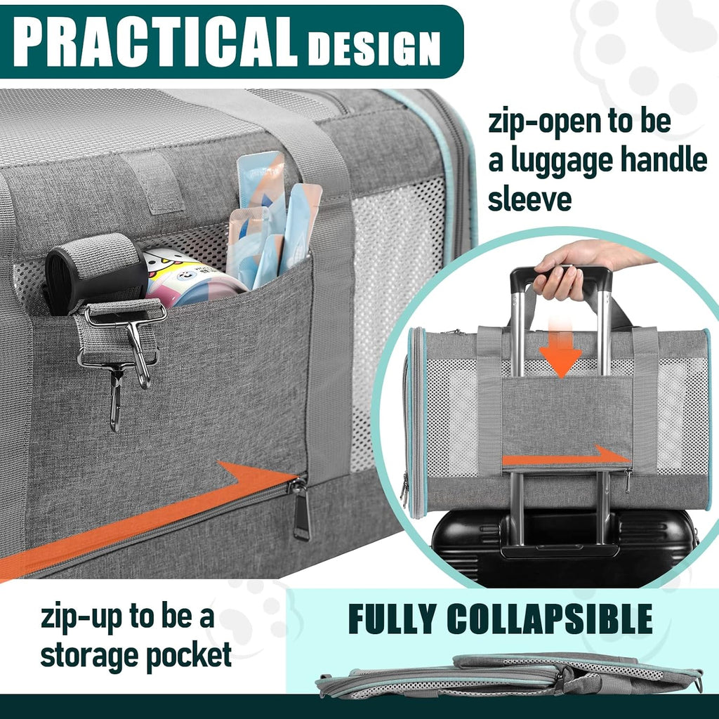 GAPZER Large Cat Carrier Soft, Collapsible Travel Pet Carry Bag, Small Dogs