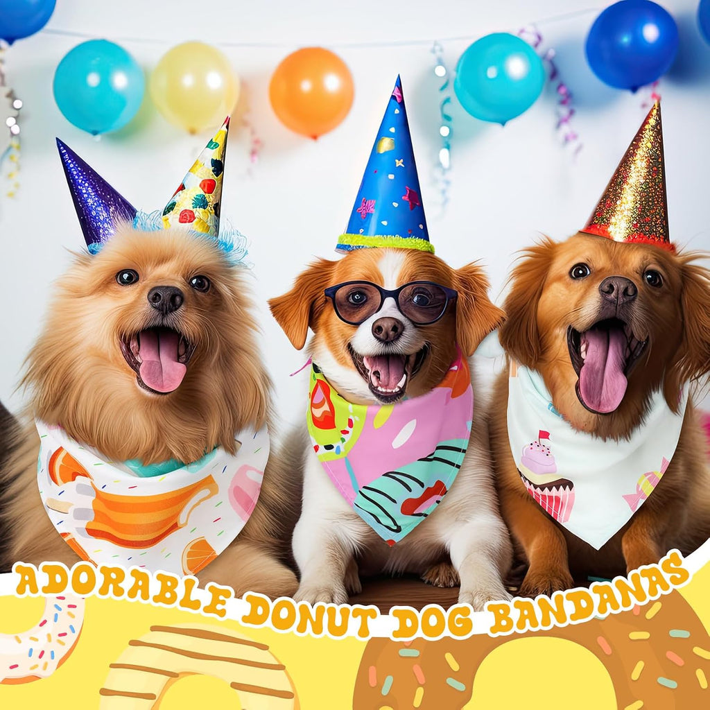 Huhumy 150 Pcs Donut Dog Bandanas Bulk Donut Bandana for Medium Large Dogs