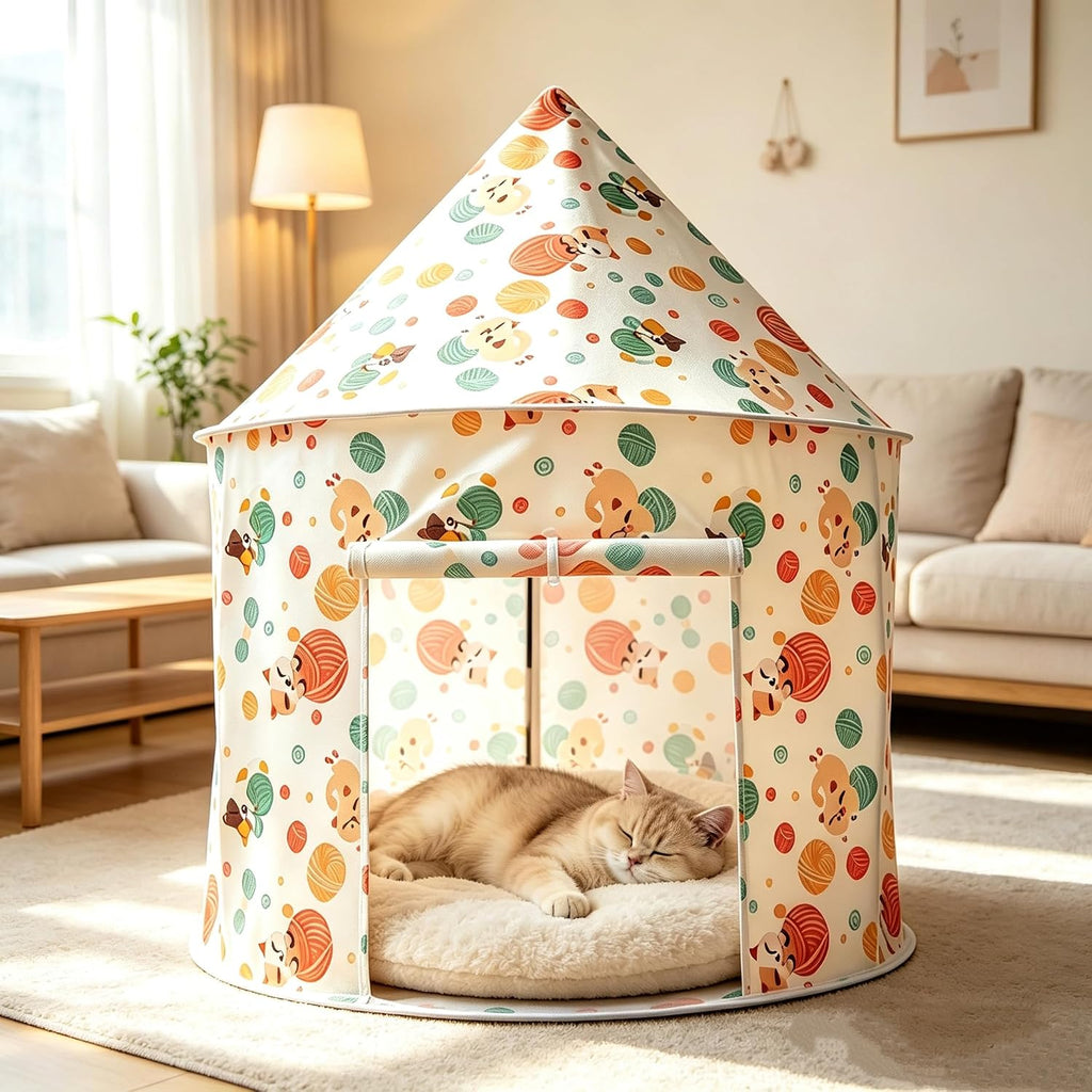 Cat Bad Pop Up Collapsible Yurt Tent, Pet Rest Hut for Indoor