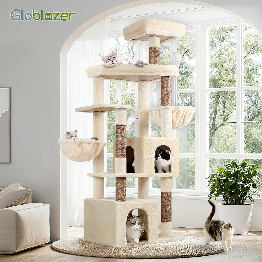 Globlazer Sturdy Cat Tree for Indoor Cats 20 lbs, S68, Beige