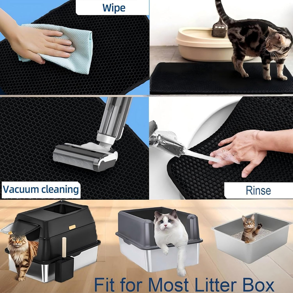 Cat Litter Mat Litter Box Mat 24 X 18 Inches Black