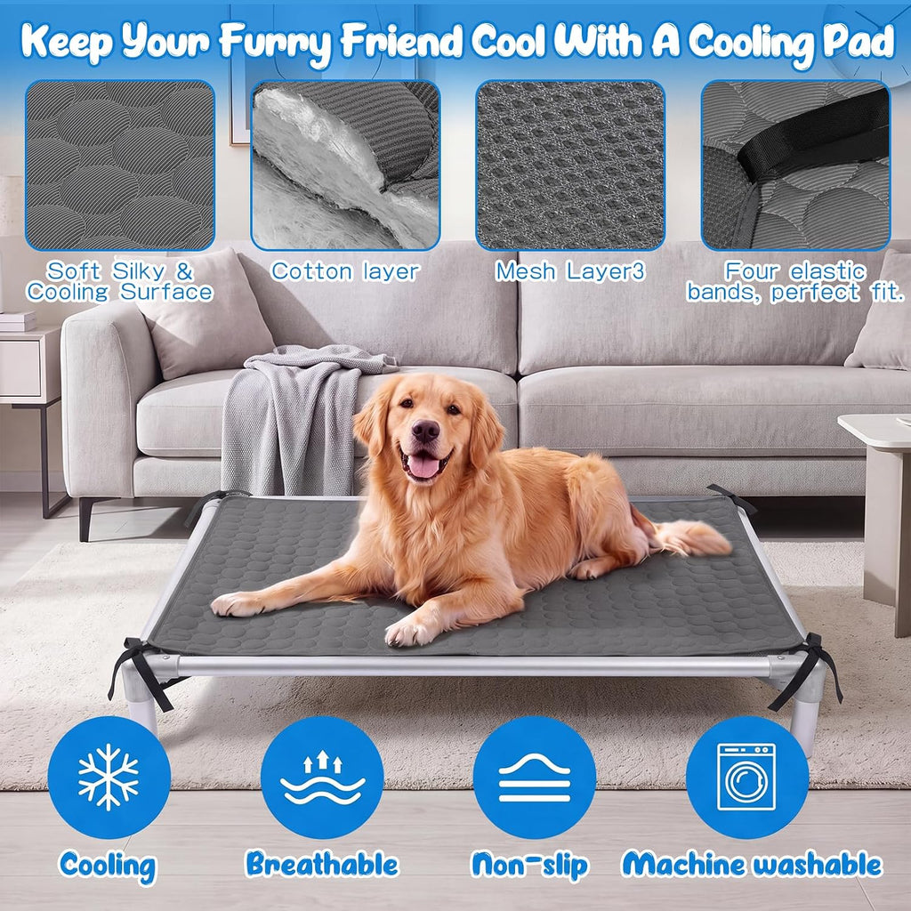Elevated Dog Cat Bed Cover Replacement Pad, 51 x 32 Inch, Gray