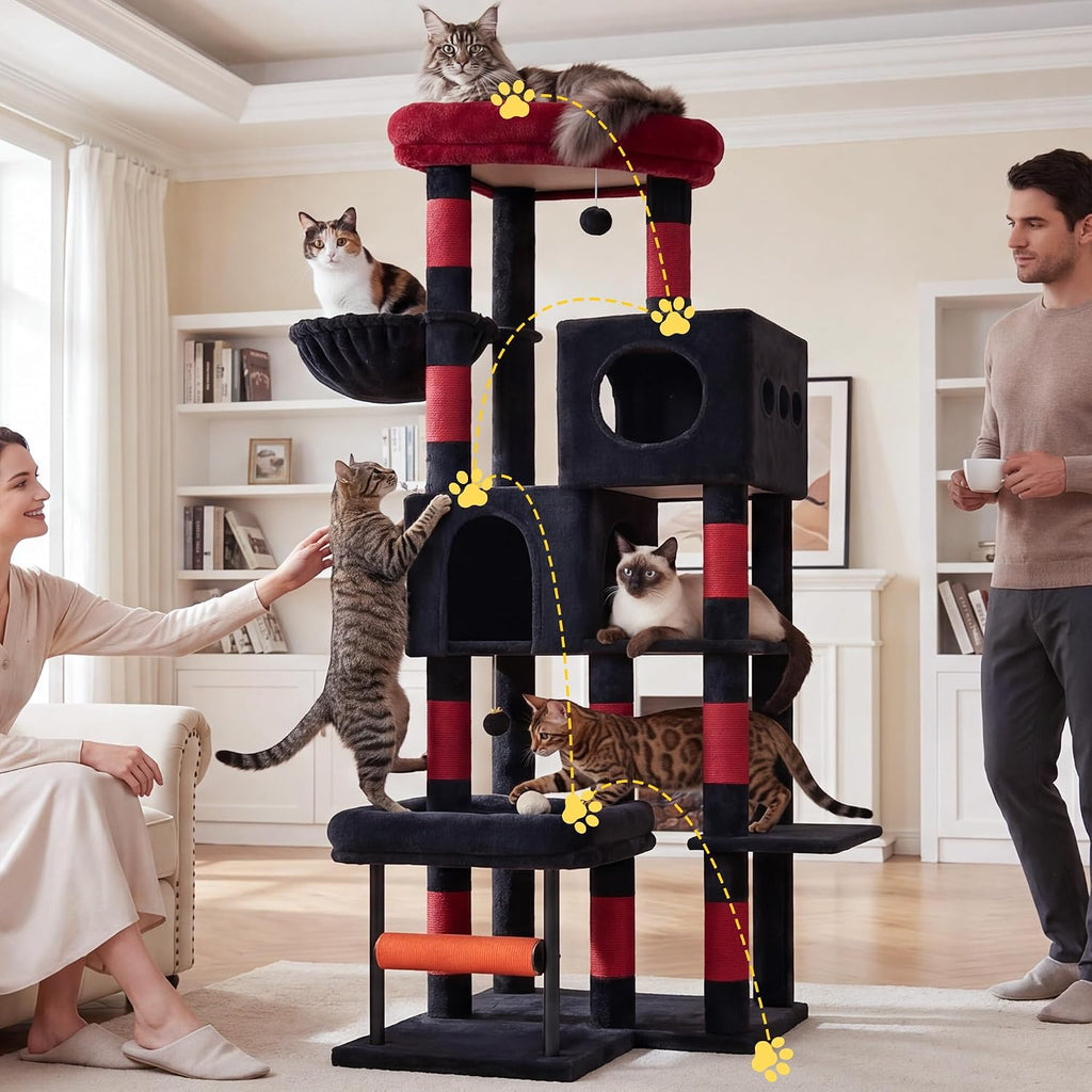 Hey-brother Cat Tree Tower with Stable L-Shaped Widen Base, Condo, MPJ086BR
