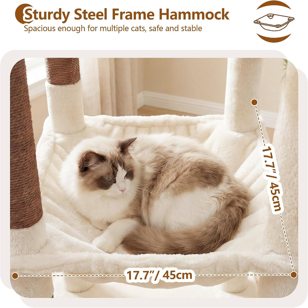 Heybly 53.1" Corner Cat Tree for Large Cats – Interactive Play HCT029MJ