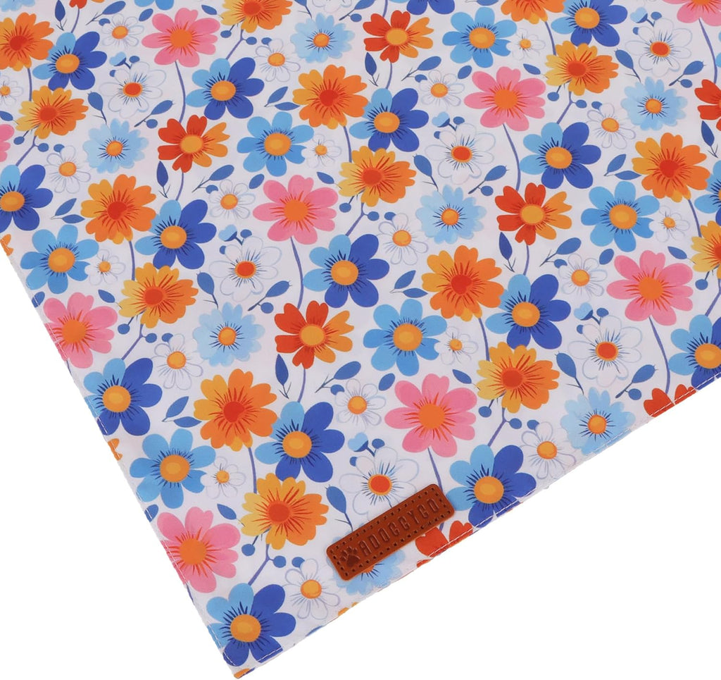 ADOGGYGO Flower Dog Bandanas Girl Boy, Spring Floral Bandana, X-Large