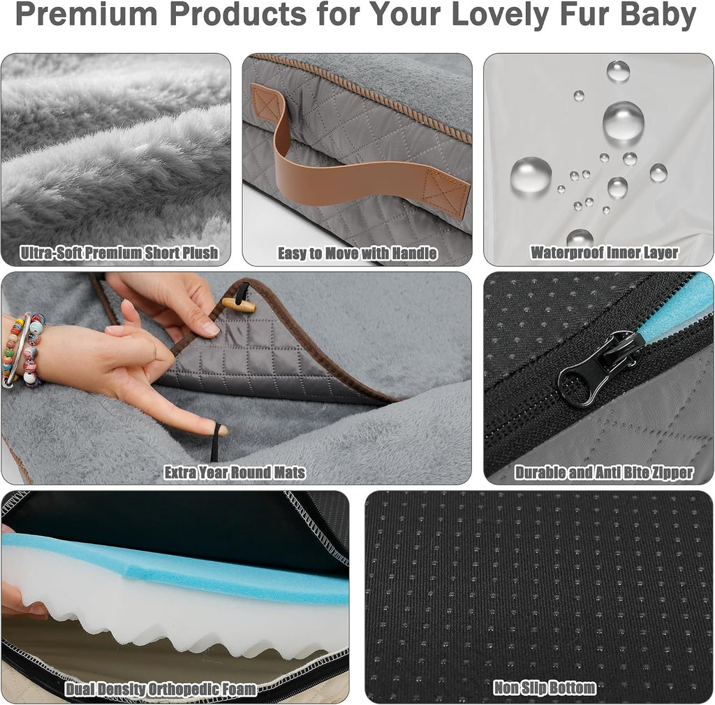 Dog Bed with Reusable Potty Pad - 31"X21"X5.9" Dark Gray