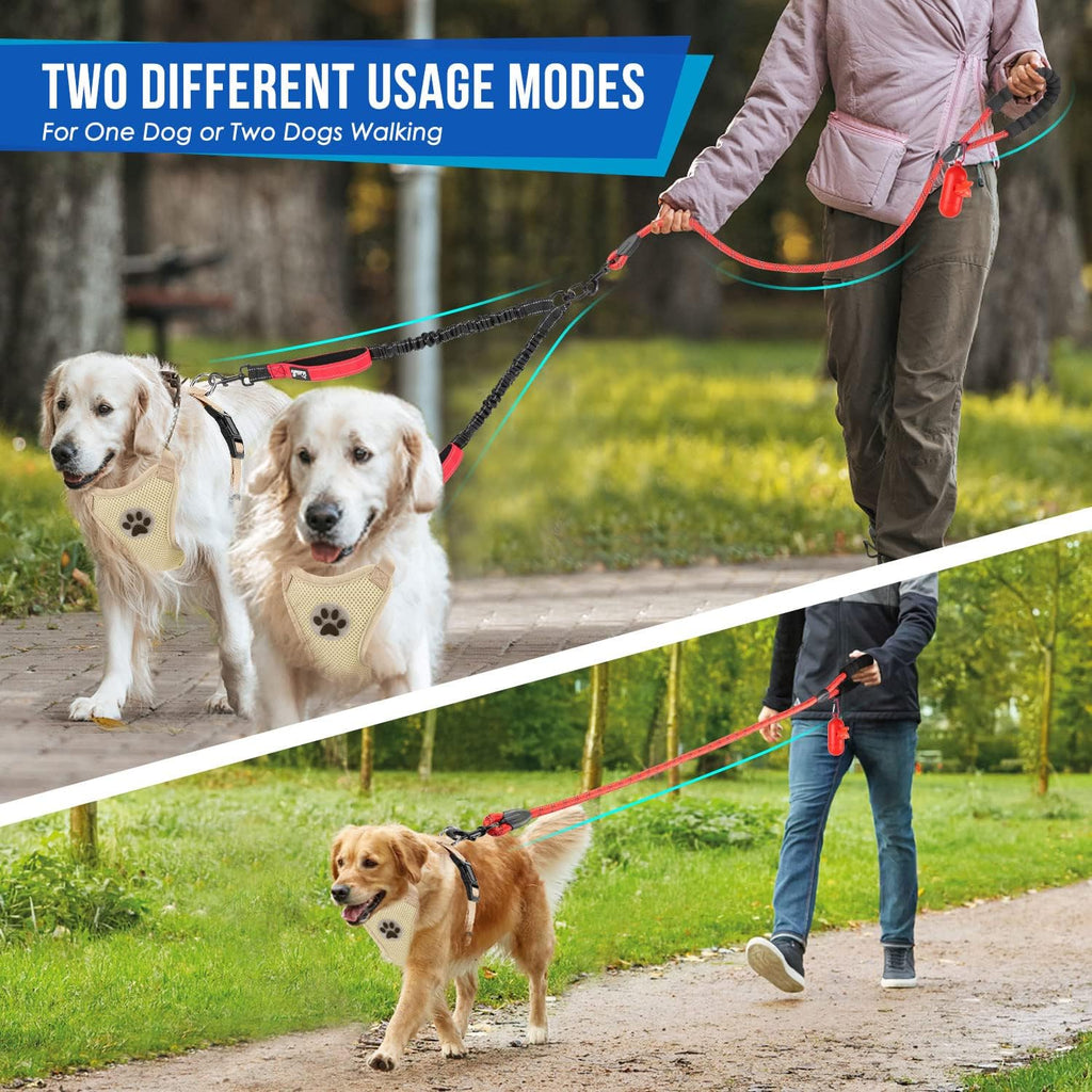 Lukovee Double Dog Leash, Heavy Duty Lead, No Tangle, M
