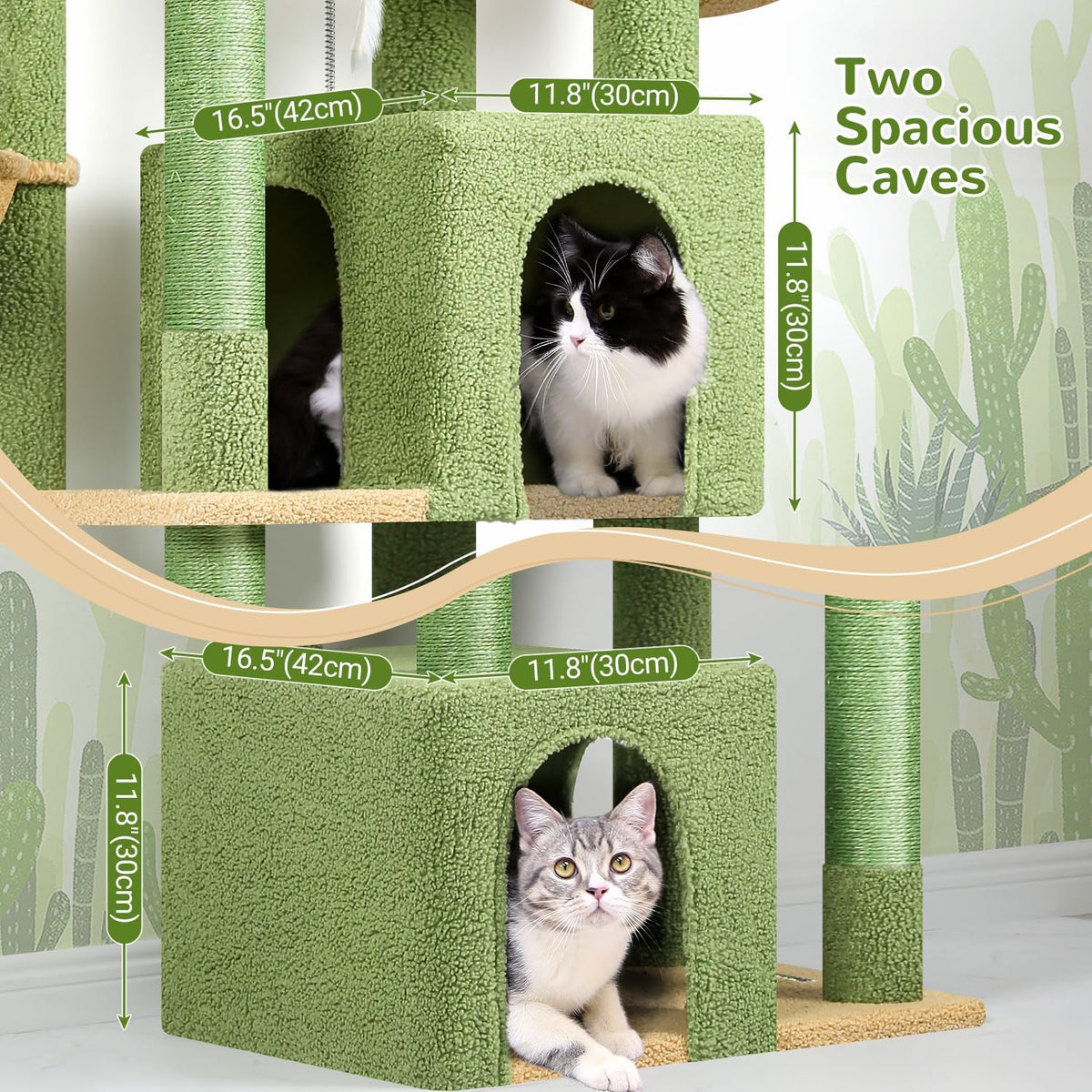 Globlazer Cactus Sturdy Cat Tree for Indoor Cats 20 lbs, S68, Green