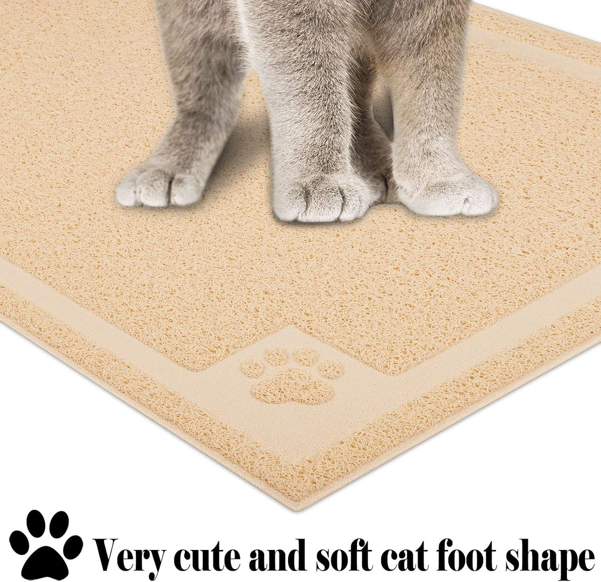 UPSKY Large Cat Litter Mat Trapper 35"×23", Waterproof, Non-Slip, Beige | Large Litter Box Mat, Foldable Trapping Mat, Anti-slip Design, For Cat Litter Boxes and Sensitive Paws, Easy to Clean