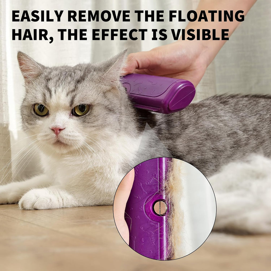 Cat and Dog Deshedding Brush for Short Hair, Purple