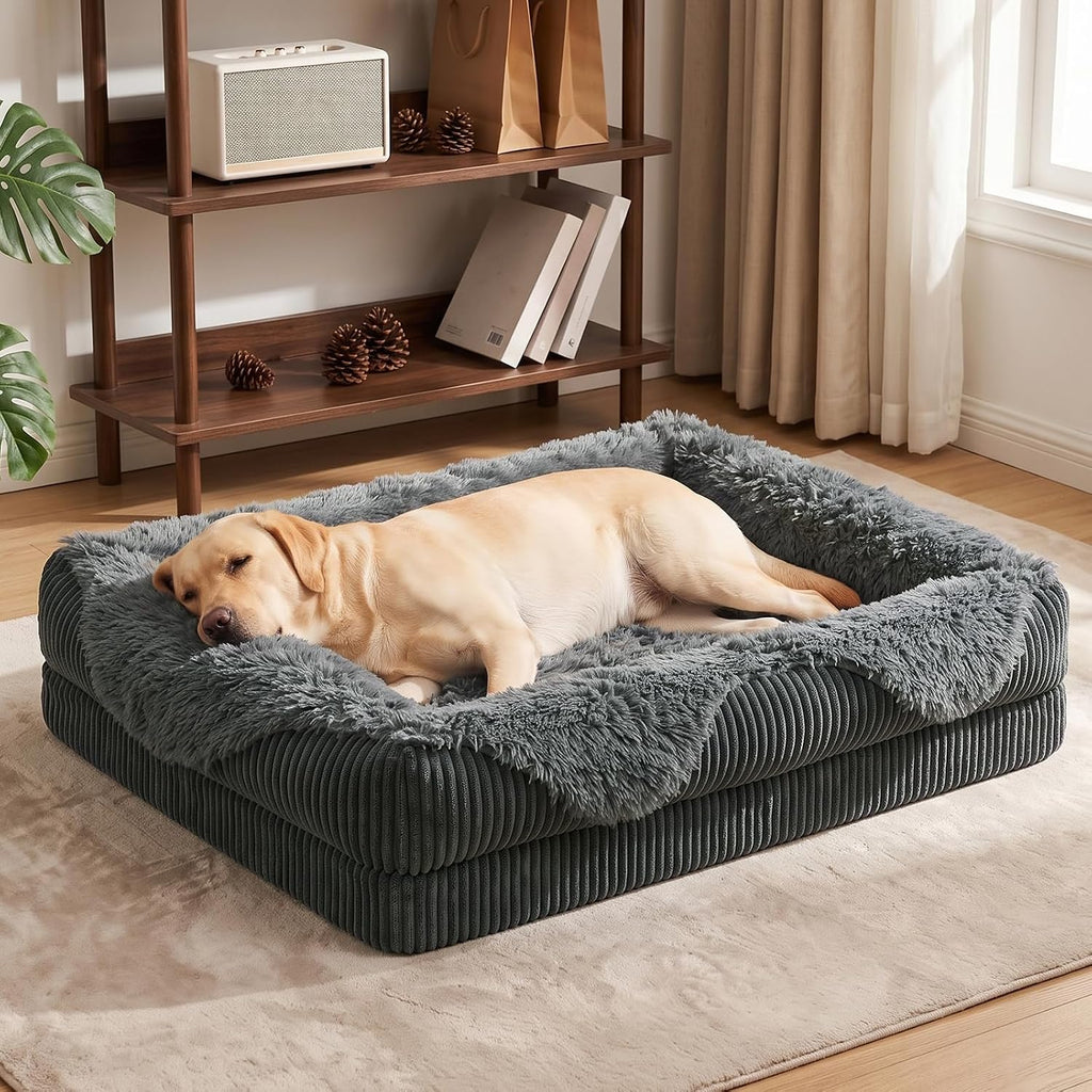 GASUR Orthopedic Dog Bed for Large Sized Dog, Plush Washable Dog Couch Beds