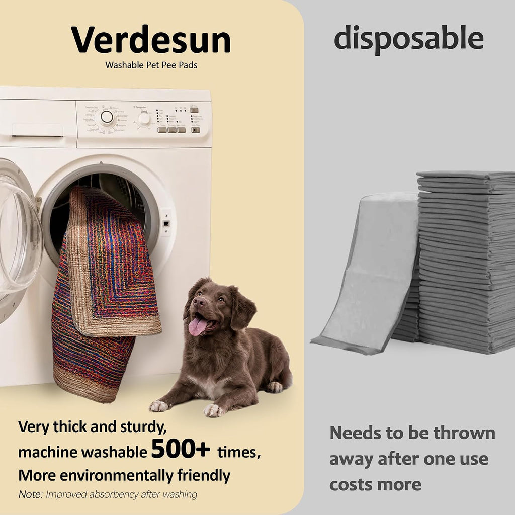 Washable Pee Pads for Dogs, Reusable Puppy Potty Training Pads, Ultra-Absorbent Thick Waterproof Leak-Proof Non-Slip Pads & Mat for Crate, Playpen, Floor, Whelping & Housebreaking, 2 Pack 18"x24"