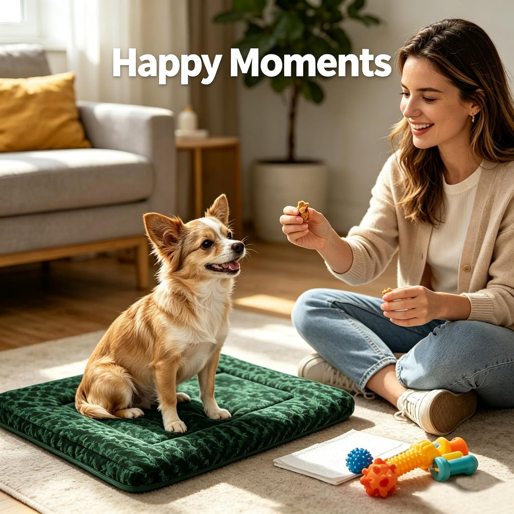 Dog Bed Mat, Soft Dog Beds - Portable Crate Pad for Dogs & Cats
