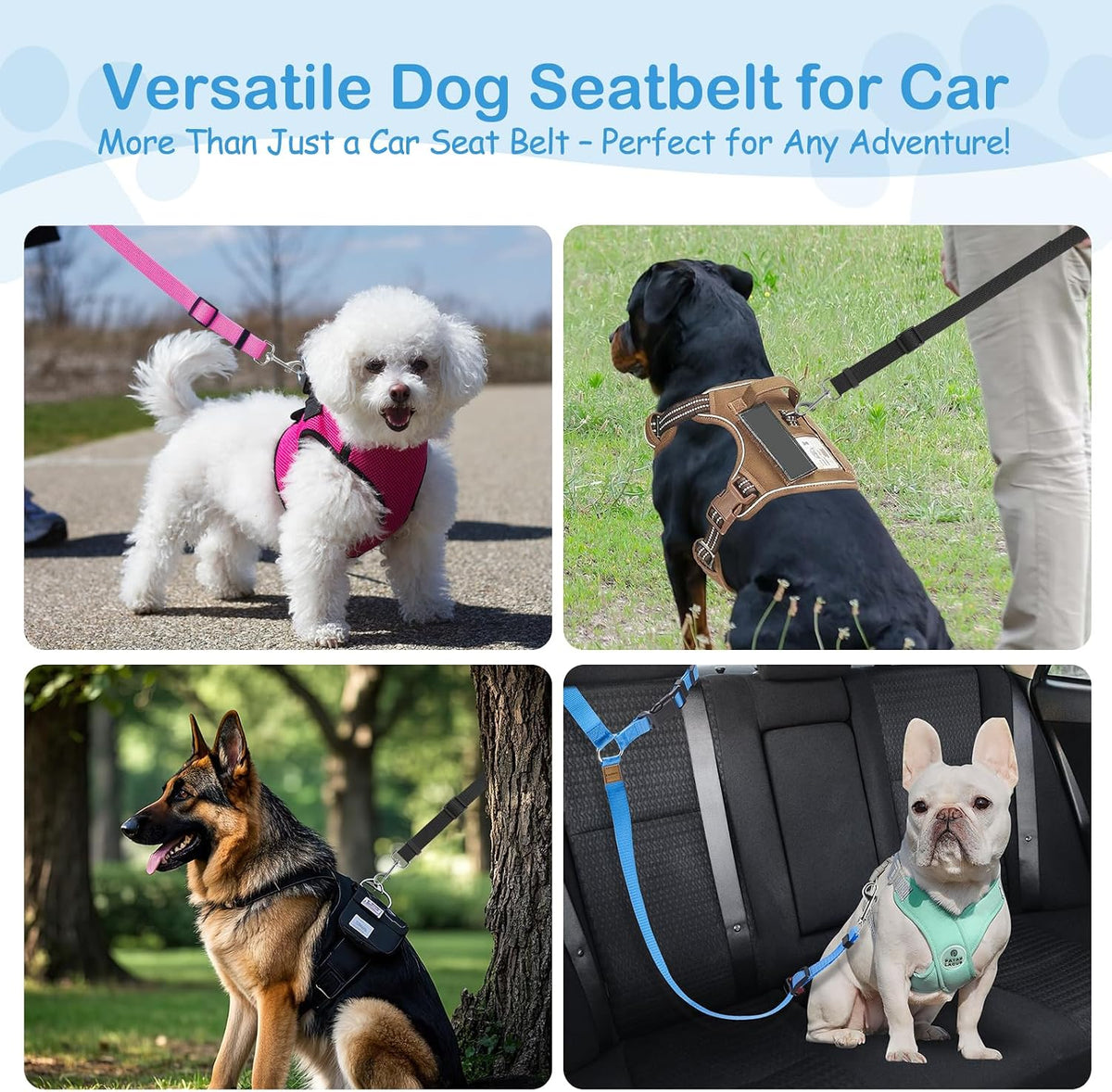 3 Pack Small Dog Belt for Car, Vehicle Headrest Restraint Harness for Pets