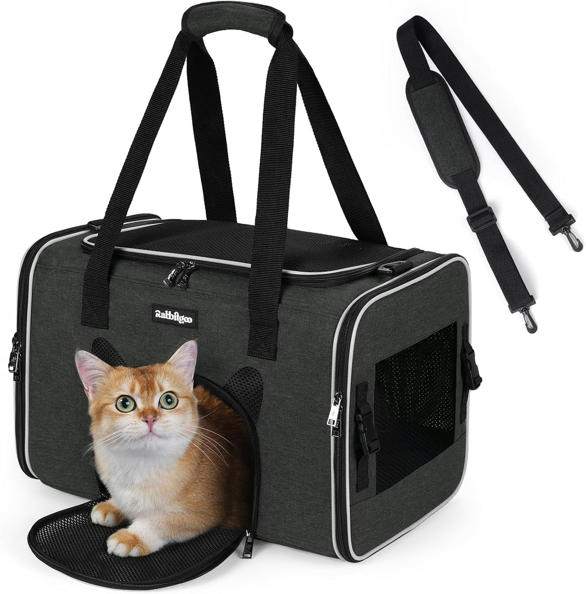 rabbitgoo Cat Carrier Soft with Safety Buckles, Sturdy Comfortable Pet Bag