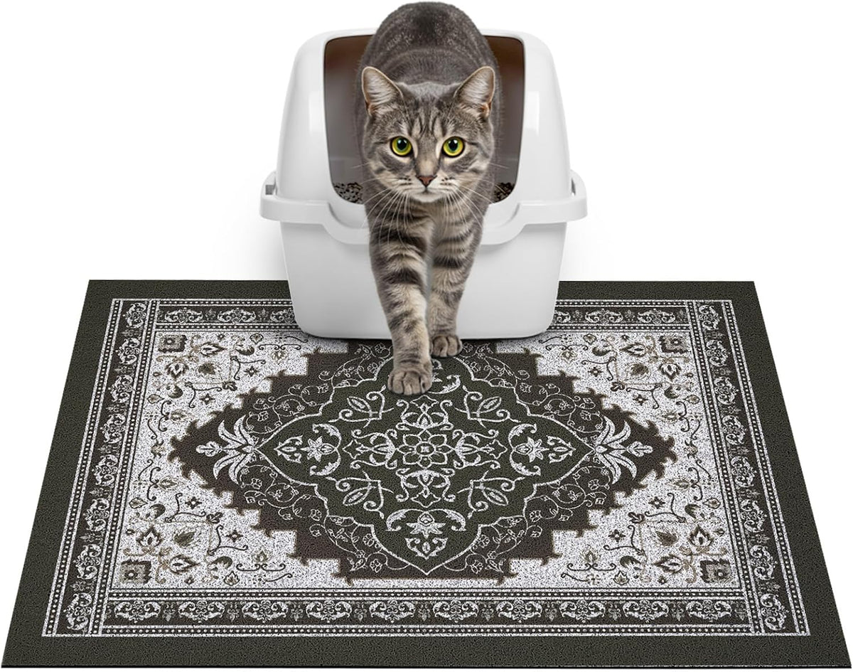 Glittme Cat Litter Mat, 24"x15" Non-Slip Washable Trapping Mat for Cats | Litter Trapping Mat With Thick PVC Coil To Catch Scatter, Soft On Paws And Waterproof Bottom To Protect Floors