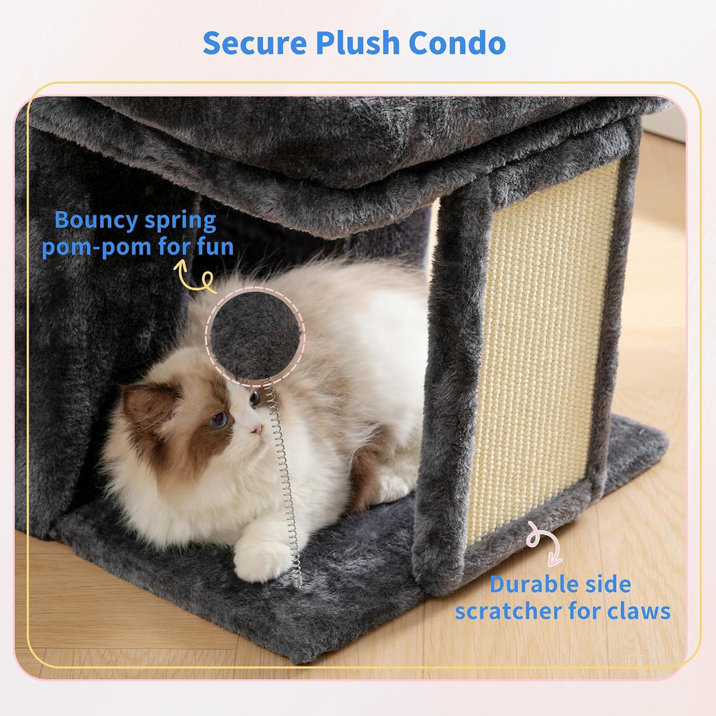 Heybly Cat Tree, 14" Cat Tower with Large Cat Bed & Condo HCT203SG