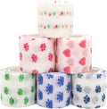 Self Adhesive Bandage Wrap Animal Cohesive Bandage Self Adherent Wrap First Aid Tape for Dogs Cats Horses Birds & Wrist Healing Ankle Sprain (2 Inch Pink White Set 6 Rolls)