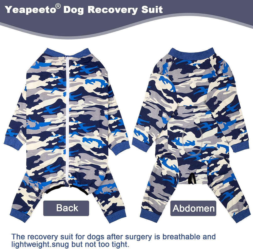 Dog Recovery Suit Full-Zipper After Post-Surgery Large Medium Dogs, Dog Bodysuit for Prevent Licking& Chewing Wounds Onesies Cone Alternative (Camouflage, 5X-Large)