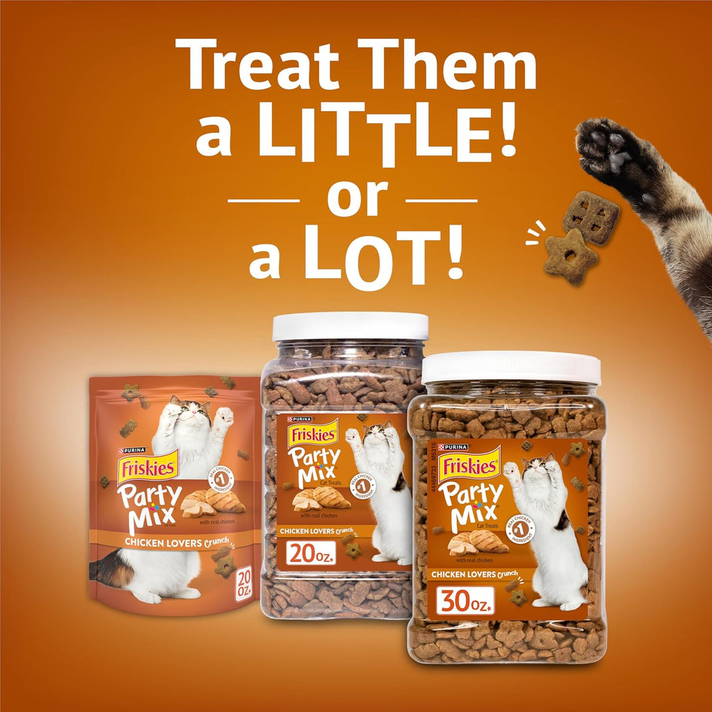 Friskies Purina Party Mix Chicken Lovers Crunch Cat Treats, 30 oz Canister
