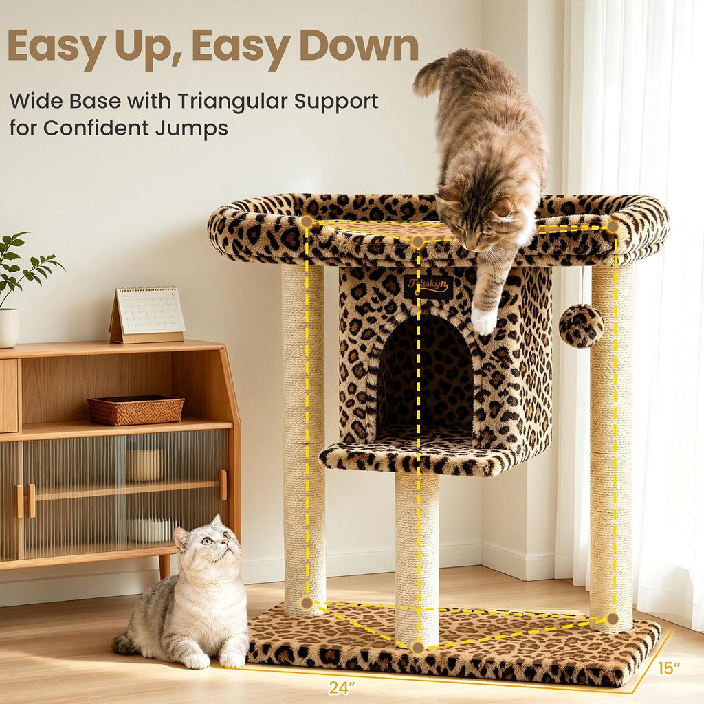 Cat Tree Tower Scratching Post for Indoor Large Adult Cats with Perch Bed