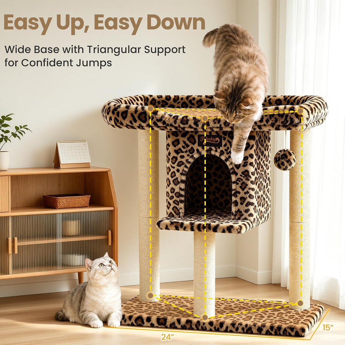 Cat Tree Tower Scratching Post for Indoor Large Adult Cats with Perch Bed