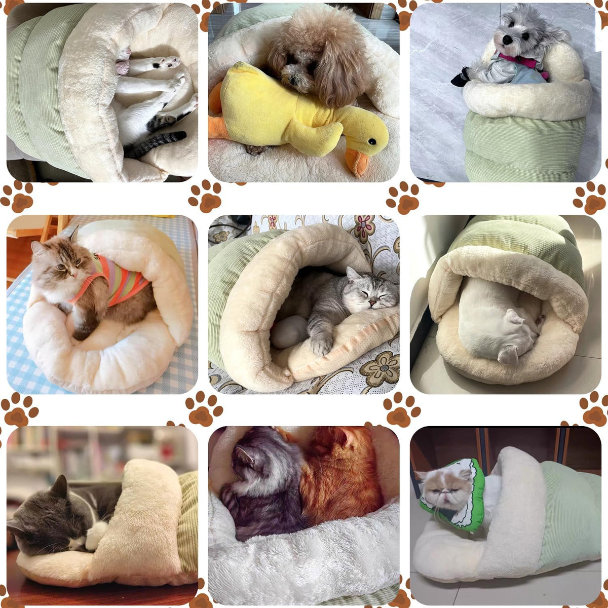 Cat Bed - Cat Cave Bed for Indoor Cats and Small Dogs, Cute Slipper Cat Cave Bed Cat House, Cozy & Soft Plush, Anti-Slip &Durable, Washable for Kittens and Puppies Under 15 lbs (24"x16", M, Green)
