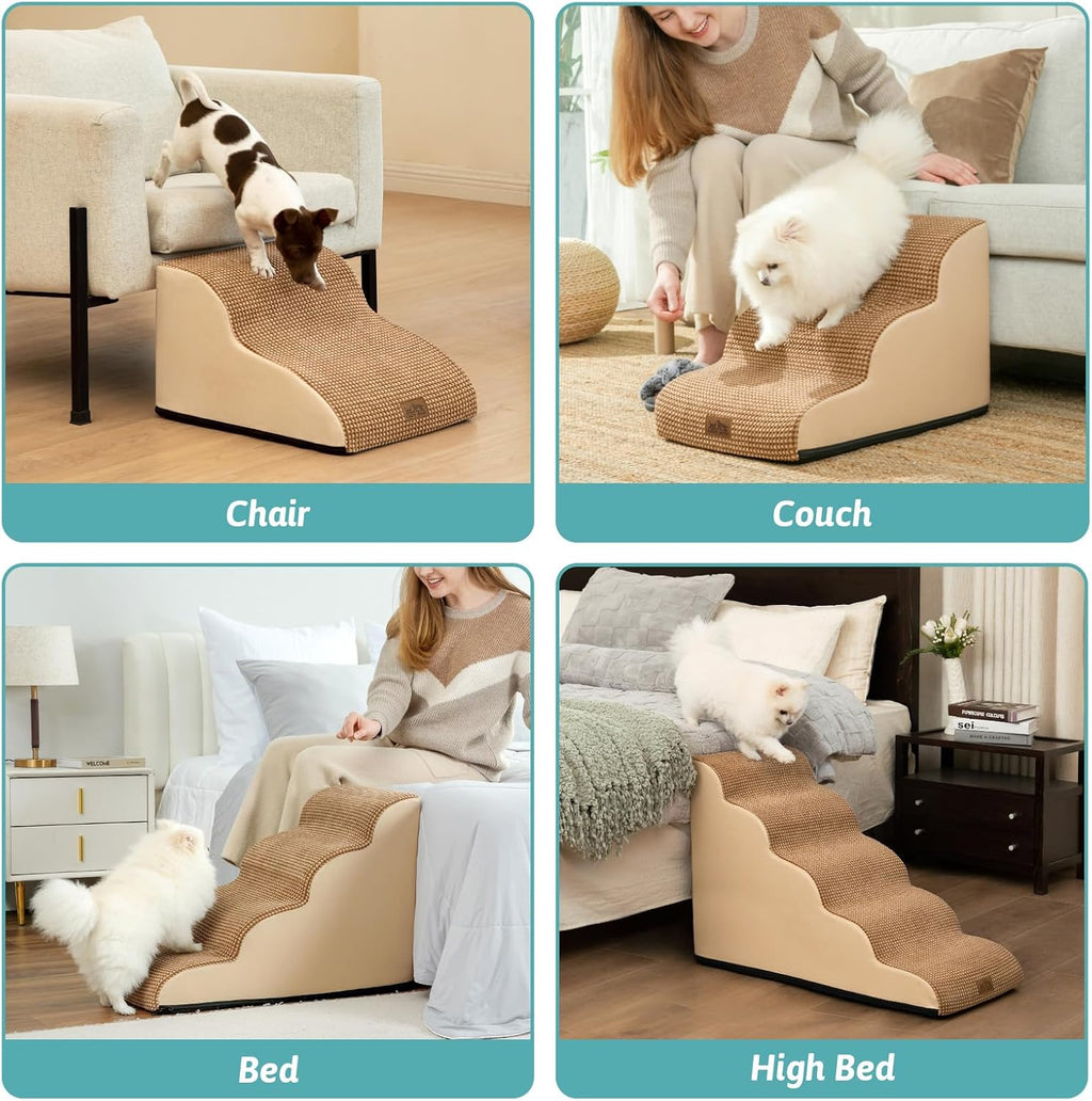 COZY KISS Dog Stairs for Small Dog 22.6" H, 5 Step Pet Ramp for Bed